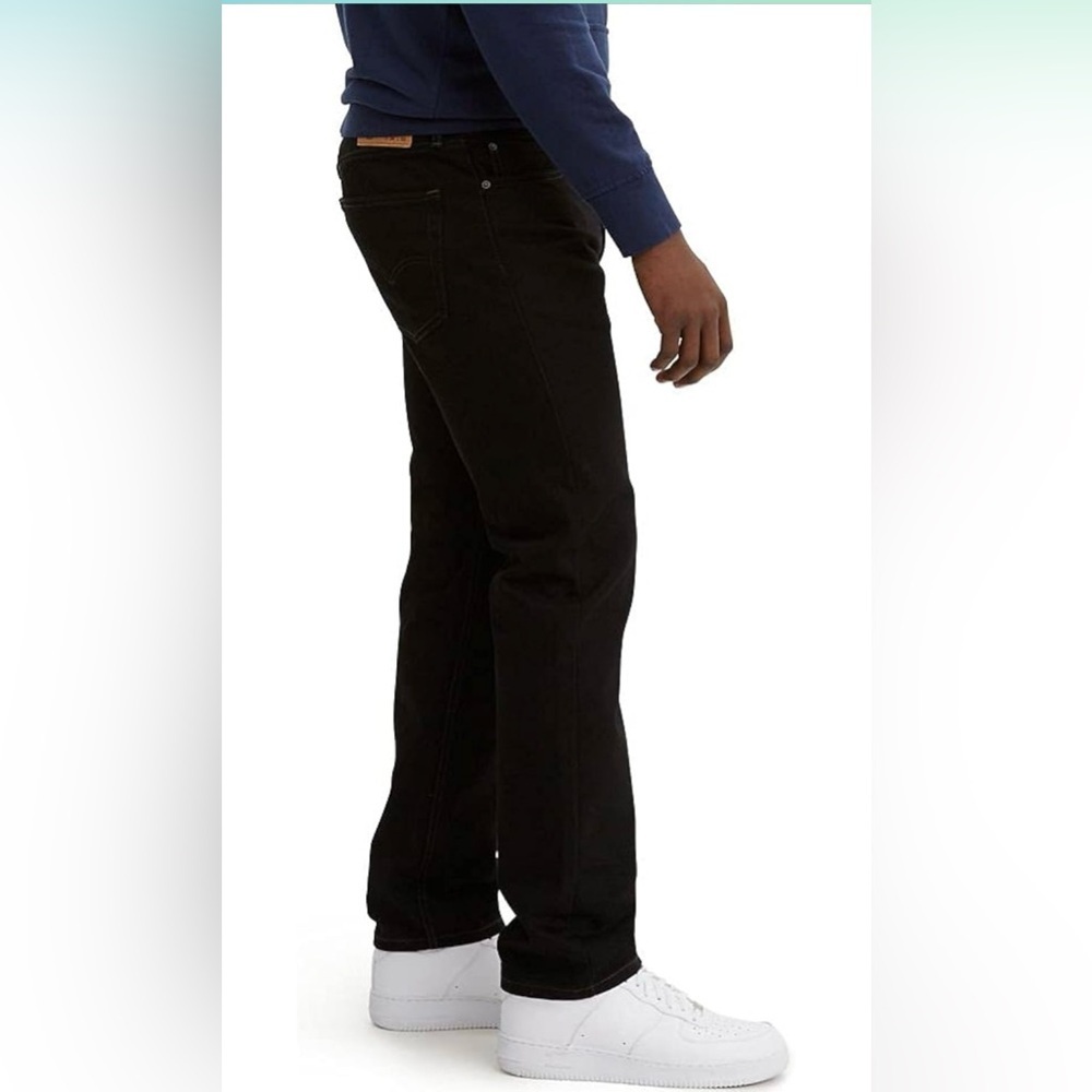 Levi's 505 Men's Jeans Regular Fit 48X30 Black Middle Wash Straight Leg Zip